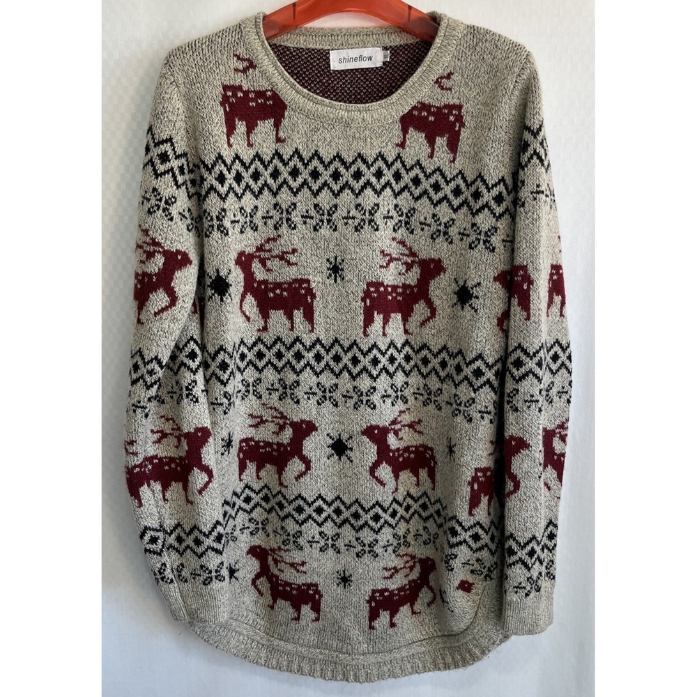 Shineflow Women's Reindeer Sweater XL Acrylic/Wool Blend?